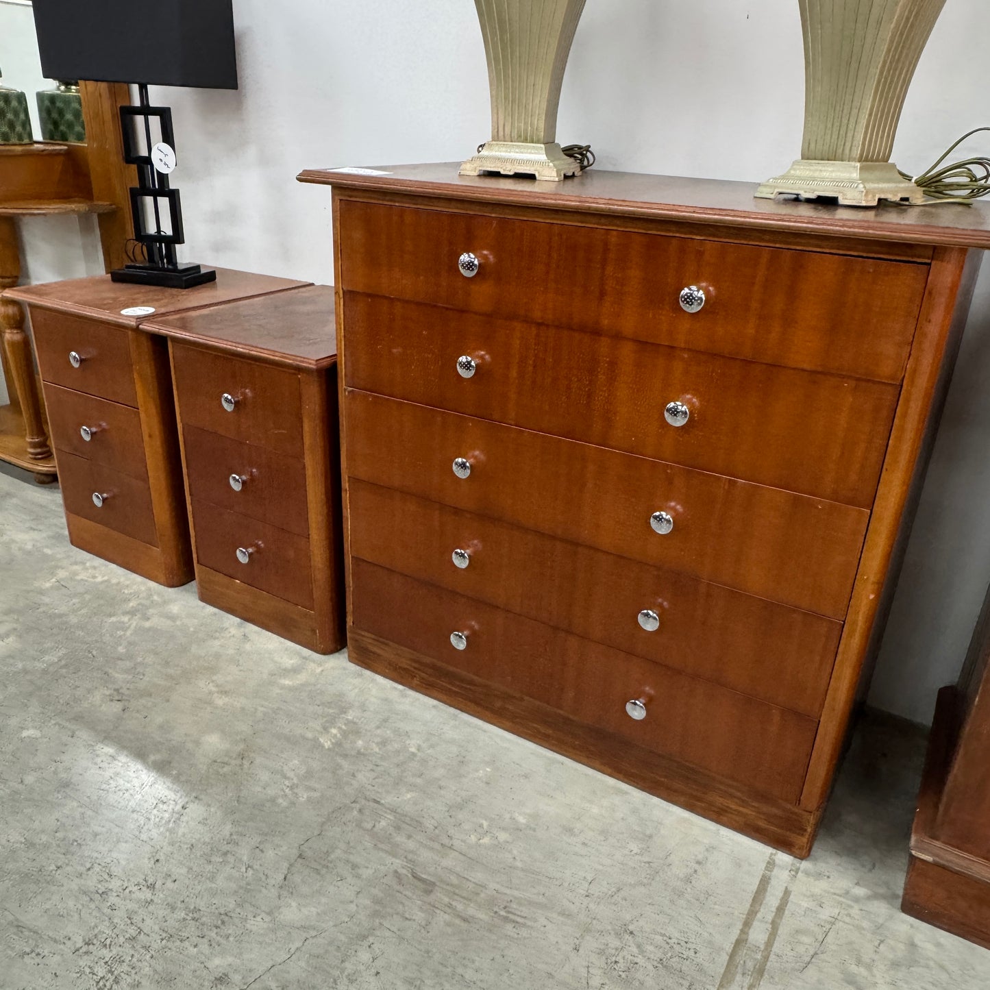 1950s, Chest Of Drawers & Matching Bedsides