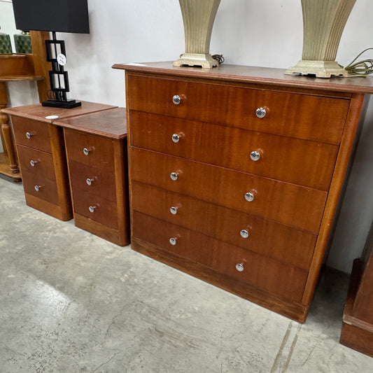 1950s, Chest Of Drawers & Matching Bedsides