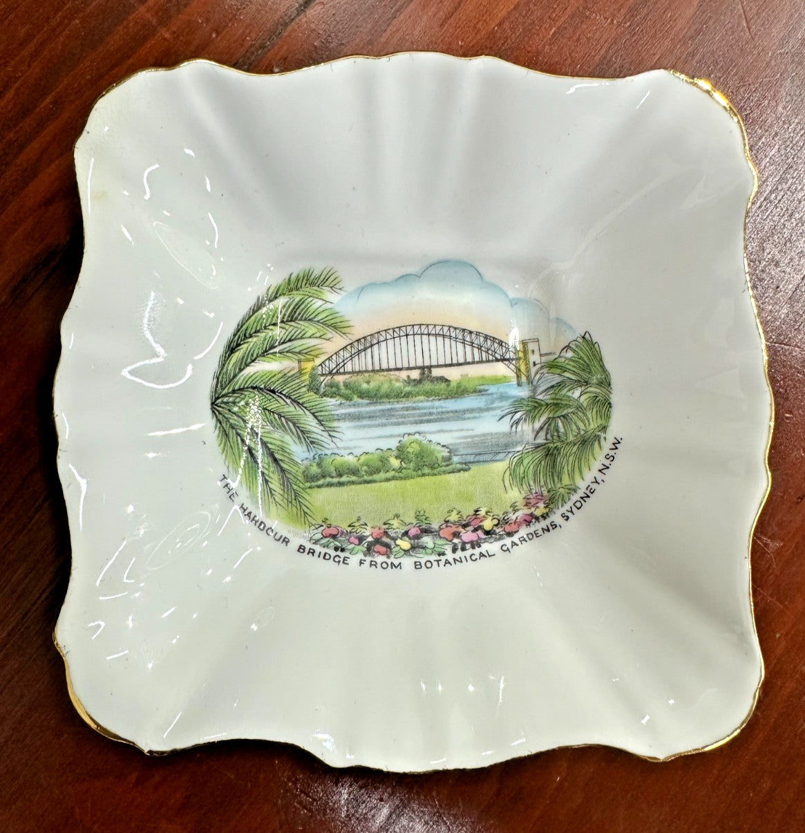 1930s View Ware Souvenir Vintage Pin Dish - Harbour Bridge, Sydney Australia.