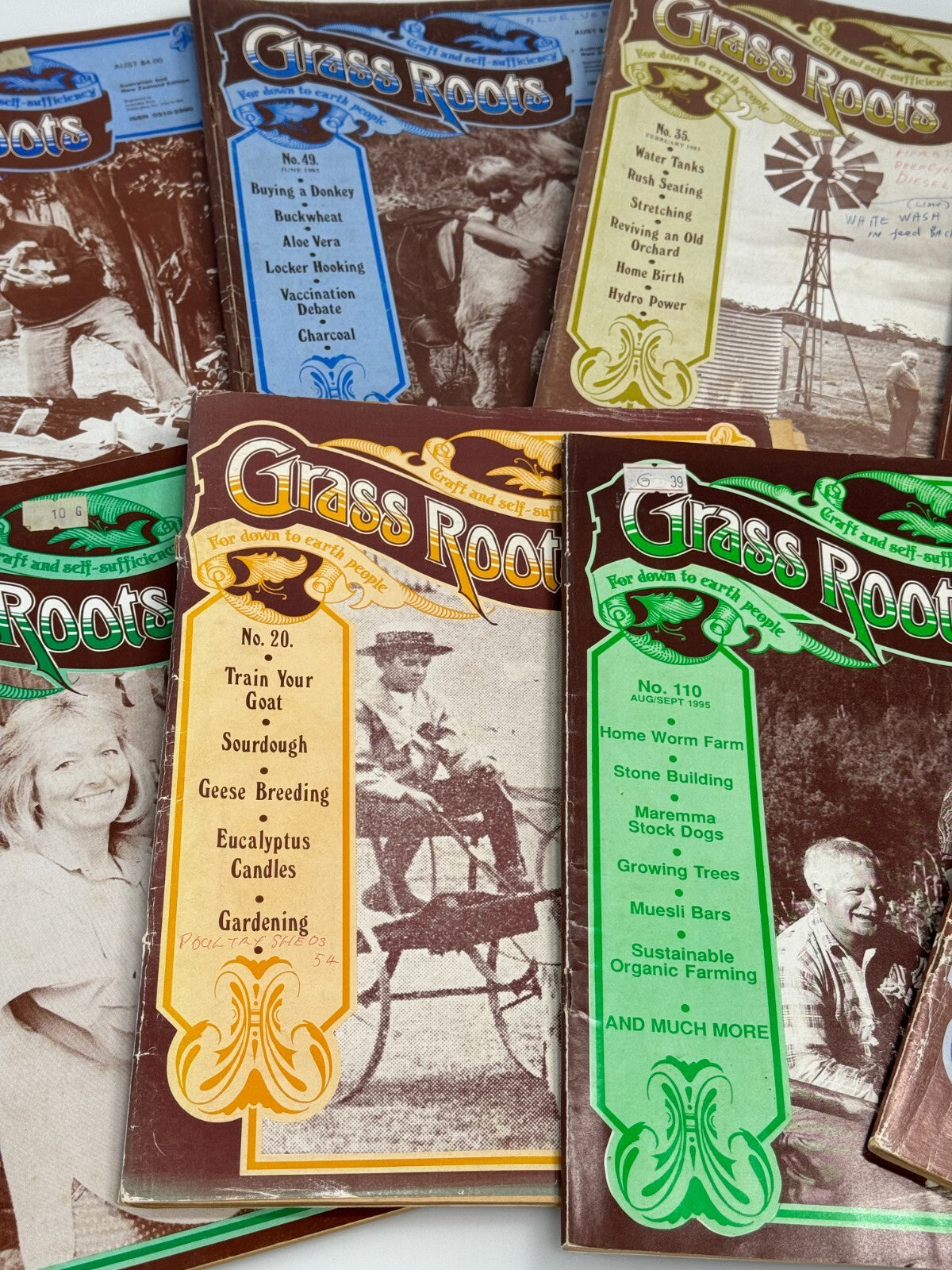 10 x Grass Roots Magazines Various Dates 1980s Self Sufficiency Farming